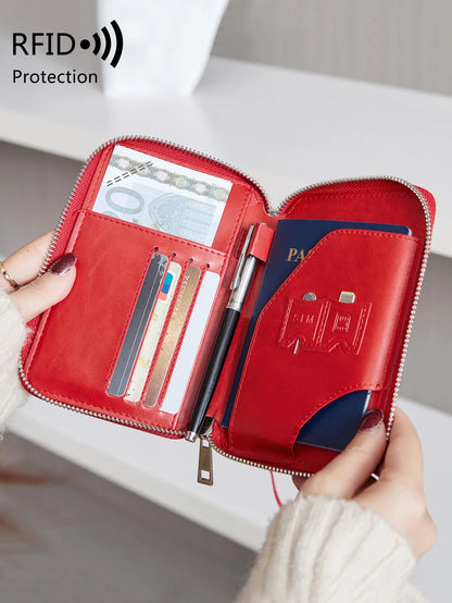 Minimalist and Fashionable RFID Passport Holder - Multifunctional PU Leather Travel Accessory