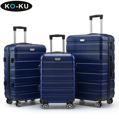 Horizontal Pattern Luggage 3-Piece Set – 20/24/28 Inch ABS Suitcases with Wheels and Password Lock