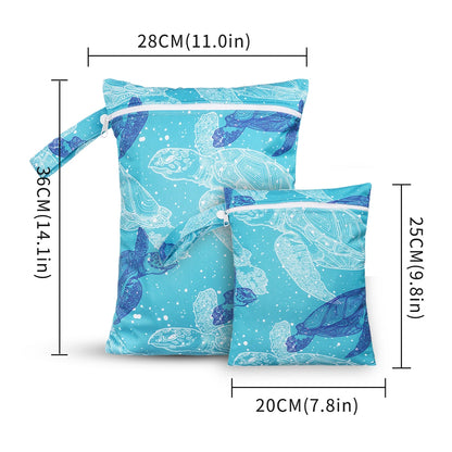 2pcs Cloth Diaper Wet Dry Bags – Waterproof Reusable Travel Bags for Baby, Beach, and Gym