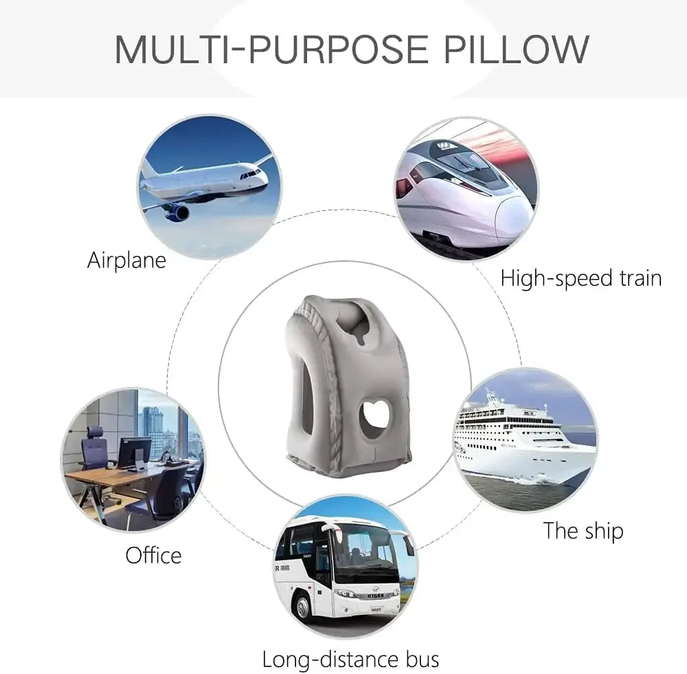 Inflatable Travel Sleeping Bag and Cushion Neck Pillow – Perfect for Airplane, Train, or Bus Trips