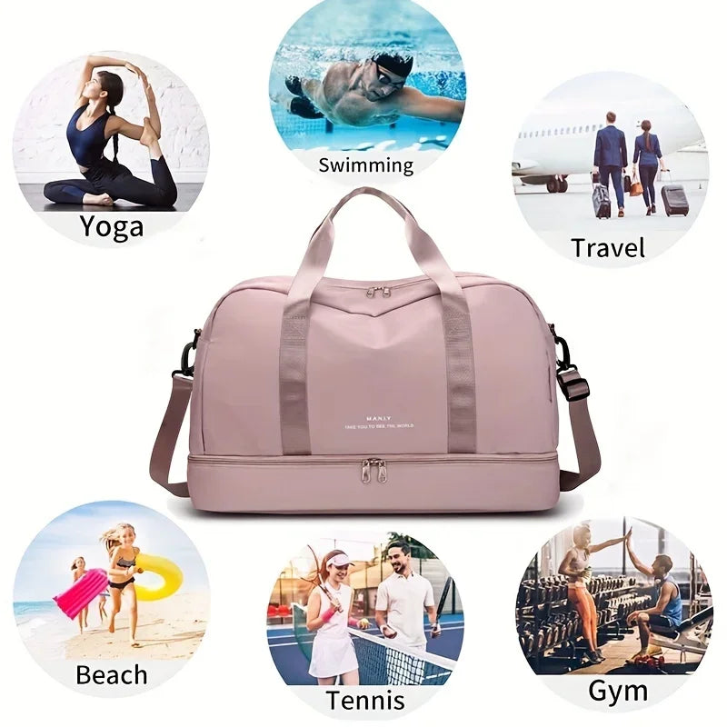 Expandable Travel Duffle Bag for Women – Large Capacity Sports Handbag, Fitness Bag, Weekend Overnight Bag