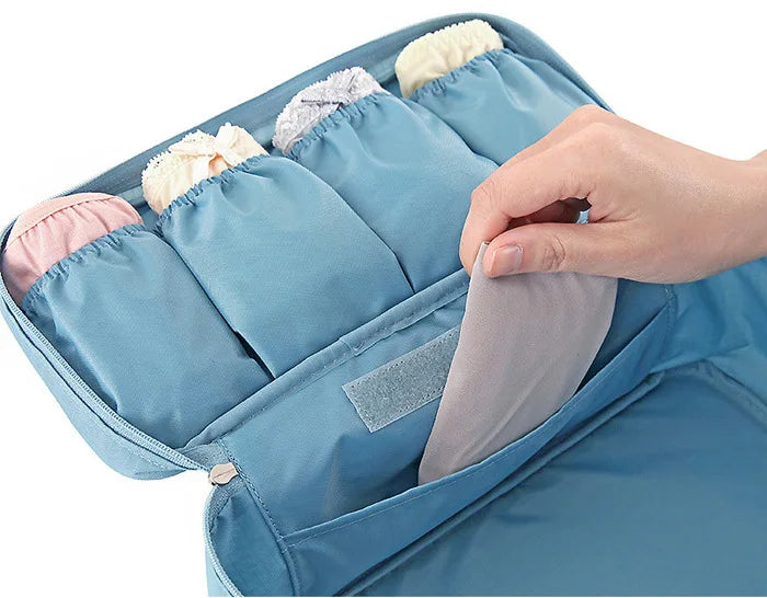 Travel Multi-Functional Underwear Bag - Bra and Panty Storage Organizer with 4 Slots