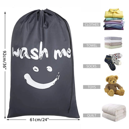 Smile Shape Nylon Laundry Bag - "Wash Me" Travel Storage Pouch