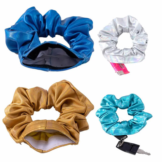 Hair Scrunchie with Hidden Storage Compartment - Secret Stash Hair Tie