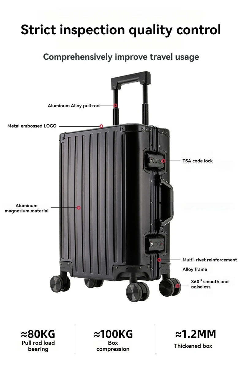 Large Capacity Durable Luggage | Aluminum, Carry-On, Boarding, Travel