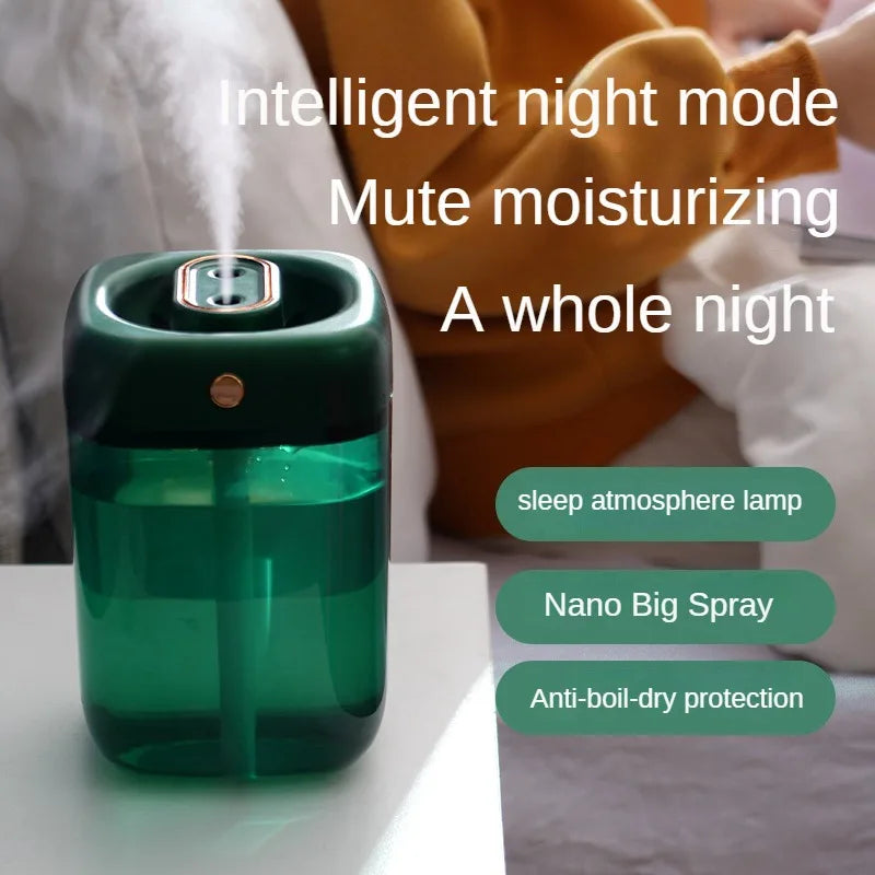 Portable Ultra-Quiet Humidifier with Night Light – USB Charging, Large Capacity