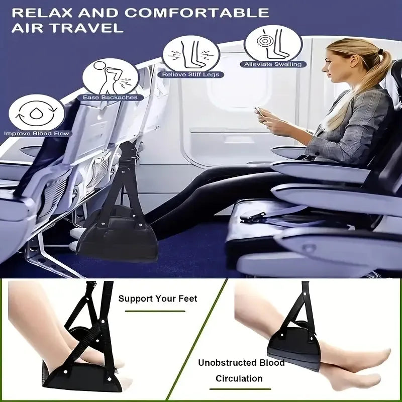 1pcs Aircraft Rest Foot Office Hanging Adjustable Leg Hammock - Travel Footrest Pad