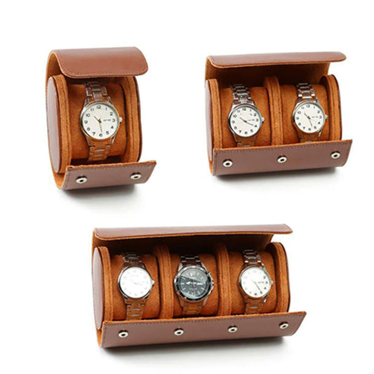 1/2/3-Slot Watch Roll Travel Case - Portable Vintage Leather Watch Display Case