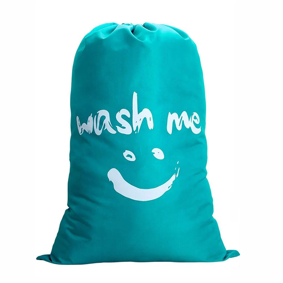 Smile Shape Nylon Laundry Bag - "Wash Me" Travel Storage Pouch