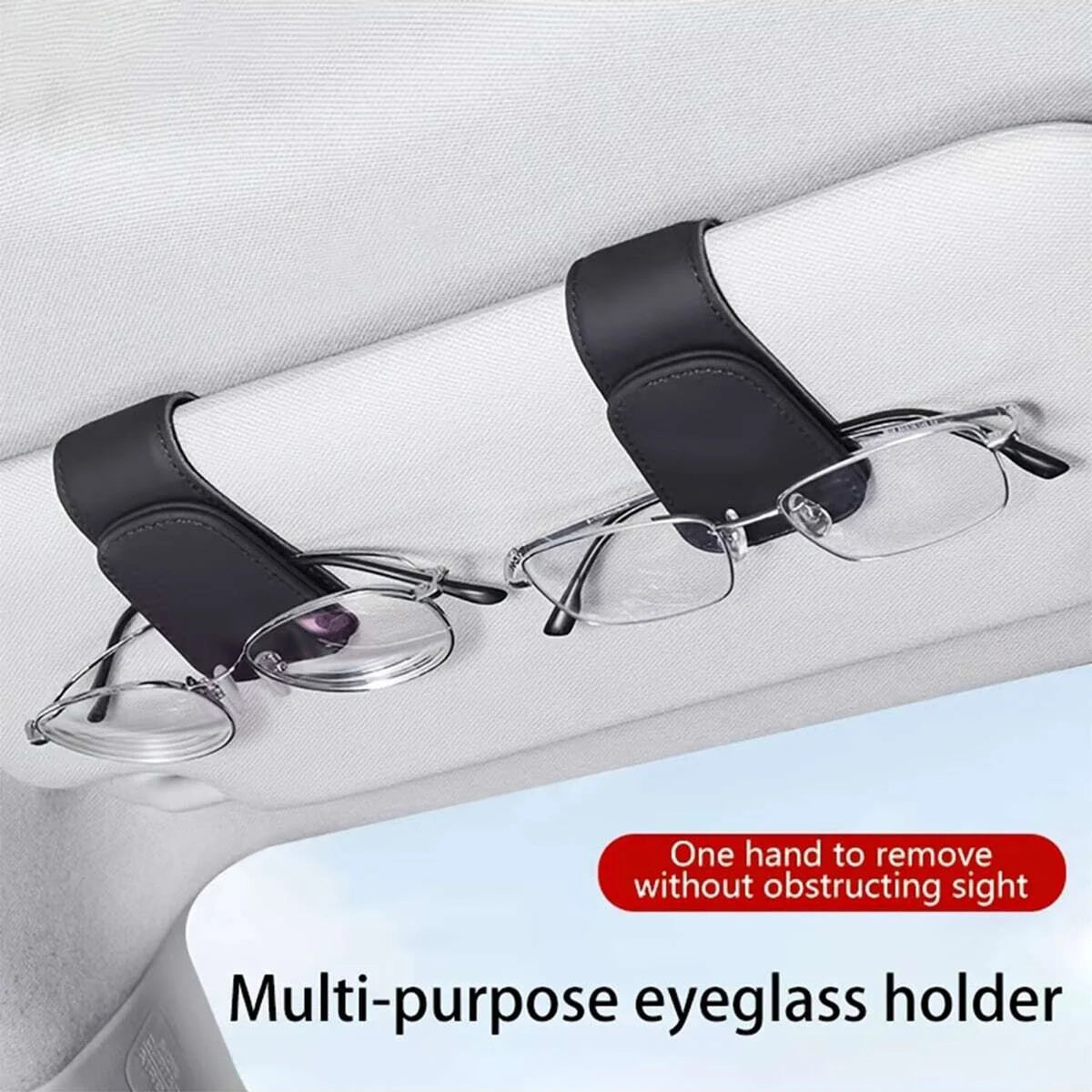 1 piece of sun visor glasses holder in multiple colors, first-layer calfskin glasses holder, suitable for storing sunglasses and