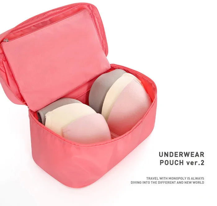 Travel Multi-Functional Underwear Bag - Bra and Panty Storage Organizer with 4 Slots