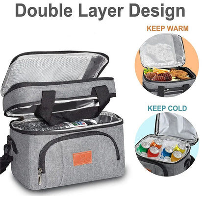 Multifunctional Double Layers Tote Cooler Lunch Bags