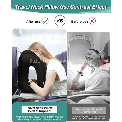 Inflatable Travel Sleeping Bag and Cushion Neck Pillow – Perfect for Airplane, Train, or Bus Trips