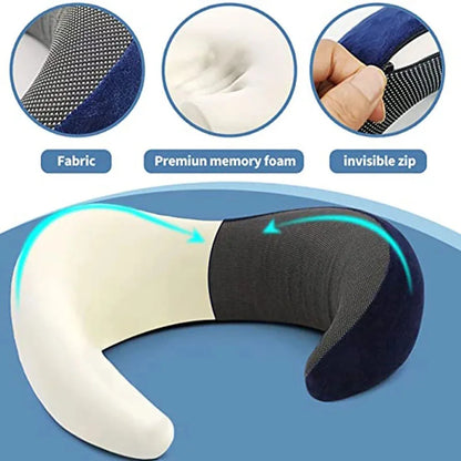 Memory Foam Neck Pillow - Cervical Vertebra Support Travel Pillow