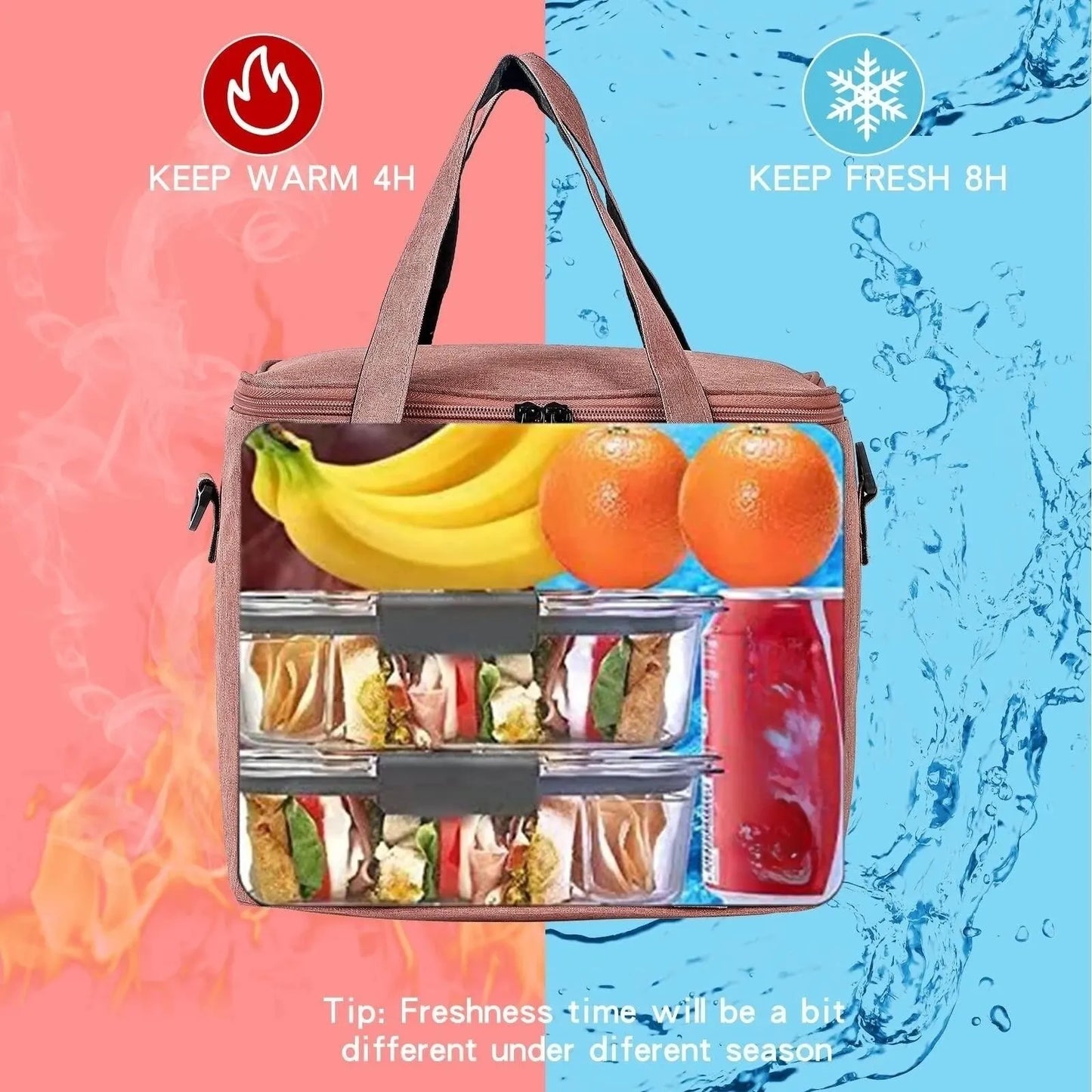 Insulated Lunch Bag – Reusable Large Cooler Box Tote with Shoulder Strap for Work, Office, Picnic, Beach, and Travel