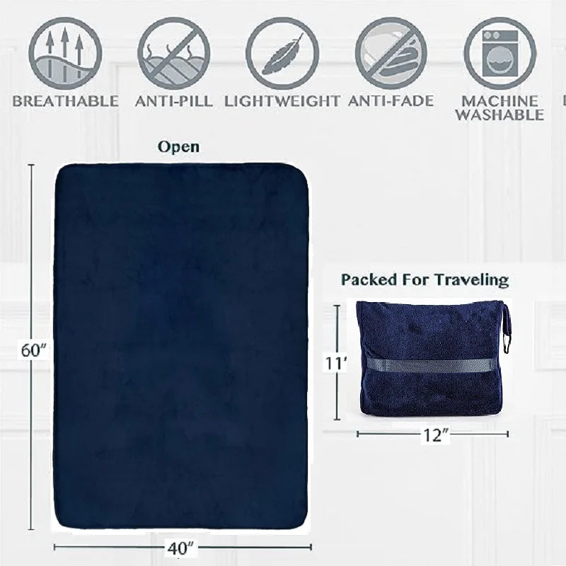 2-in-1 Travel Blanket and Pillow Set - Cozy and Portable Comfort for Flights, Car Trips, and Camping