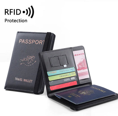 Women/Men RFID Vintage Business Passport Cover Holder with Card Slots and RFID Blocker