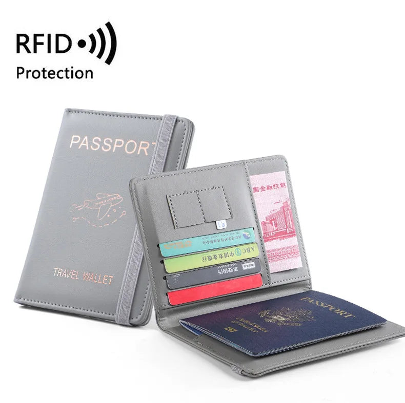 Women/Men RFID Vintage Business Passport Cover Holder with Card Slots and RFID Blocker