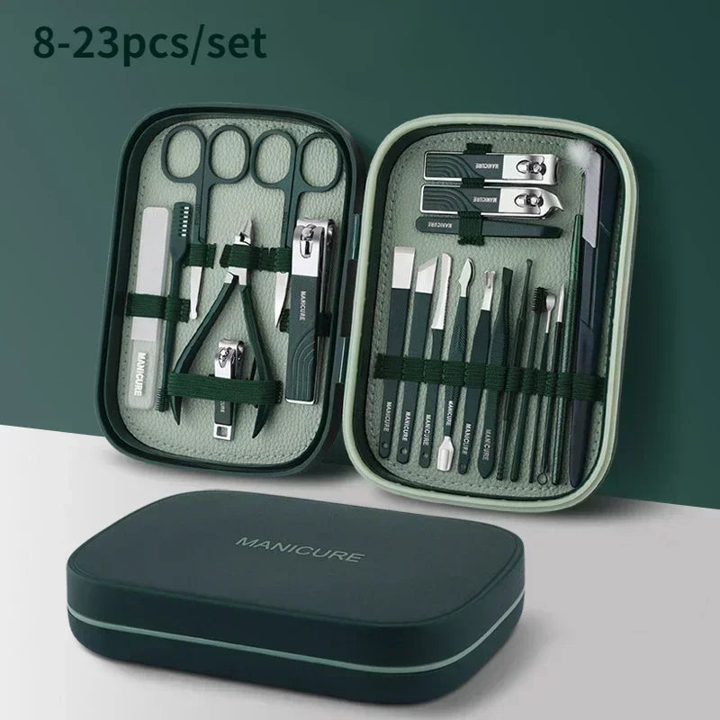 18-22pcs Nail Cutter Set – High-Quality Stainless Steel Clippers with Folding Bag