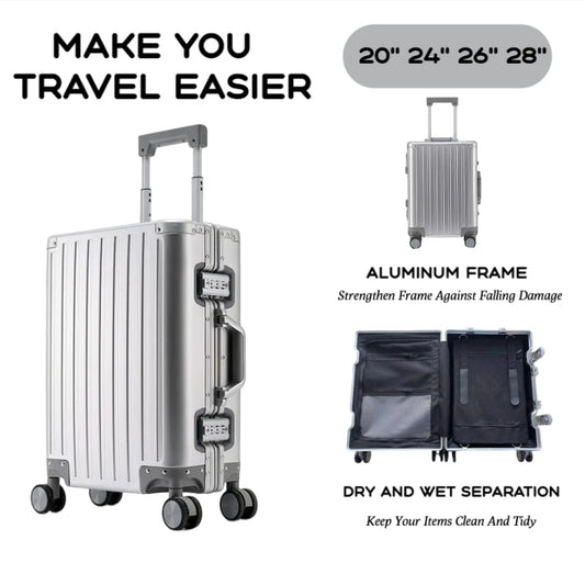 Large Capacity Durable Luggage | Aluminum, Carry-On, Boarding, Travel