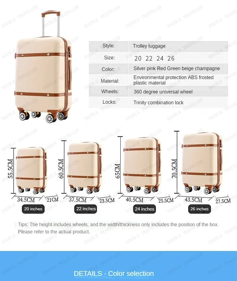 Retro Style Luggage – 20 Inch Carry-on Suitcase with Password Lock