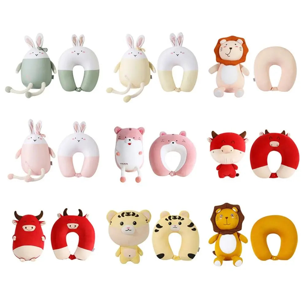 Cute Multifunctional Cartoon Cervical Fluffy Pillows - U Shaped Travel Pillow