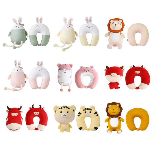 Cute Multifunctional Cartoon Cervical Fluffy Pillows - U Shaped Travel Pillow