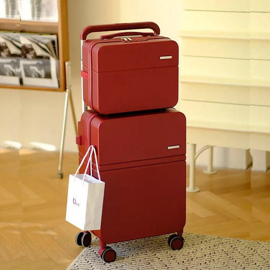 Fashion Rolling Luggage Wide Pull Rod Suitcase Women's Makeup Bag Rrolley Large Capacity Travel Suitcase Silent Universal Wheel