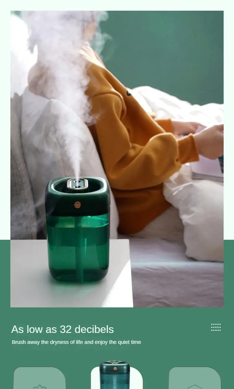 Portable Ultra-Quiet Humidifier with Night Light – USB Charging, Large Capacity