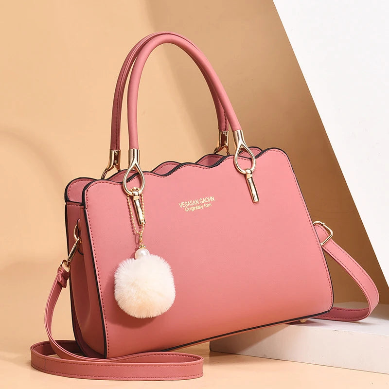 New Fashion Middle-Aged Mom Shoulder Crossbody Bag – Large Capacity Women's Handbag with Pendant