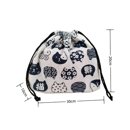 Japanese Style Drawstring Lunch Box Storage Bag – Portable and Fashionable Tote