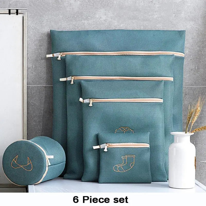 Travel Foldable Mesh Laundry Bag Set - Polyester Bra and Underwear Wash Bags